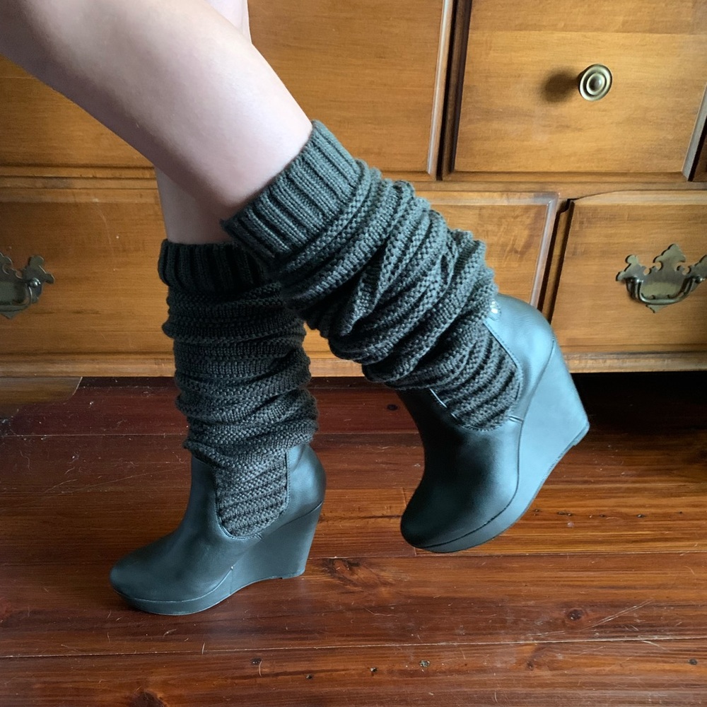 Not Rated legwarmer wedge boot